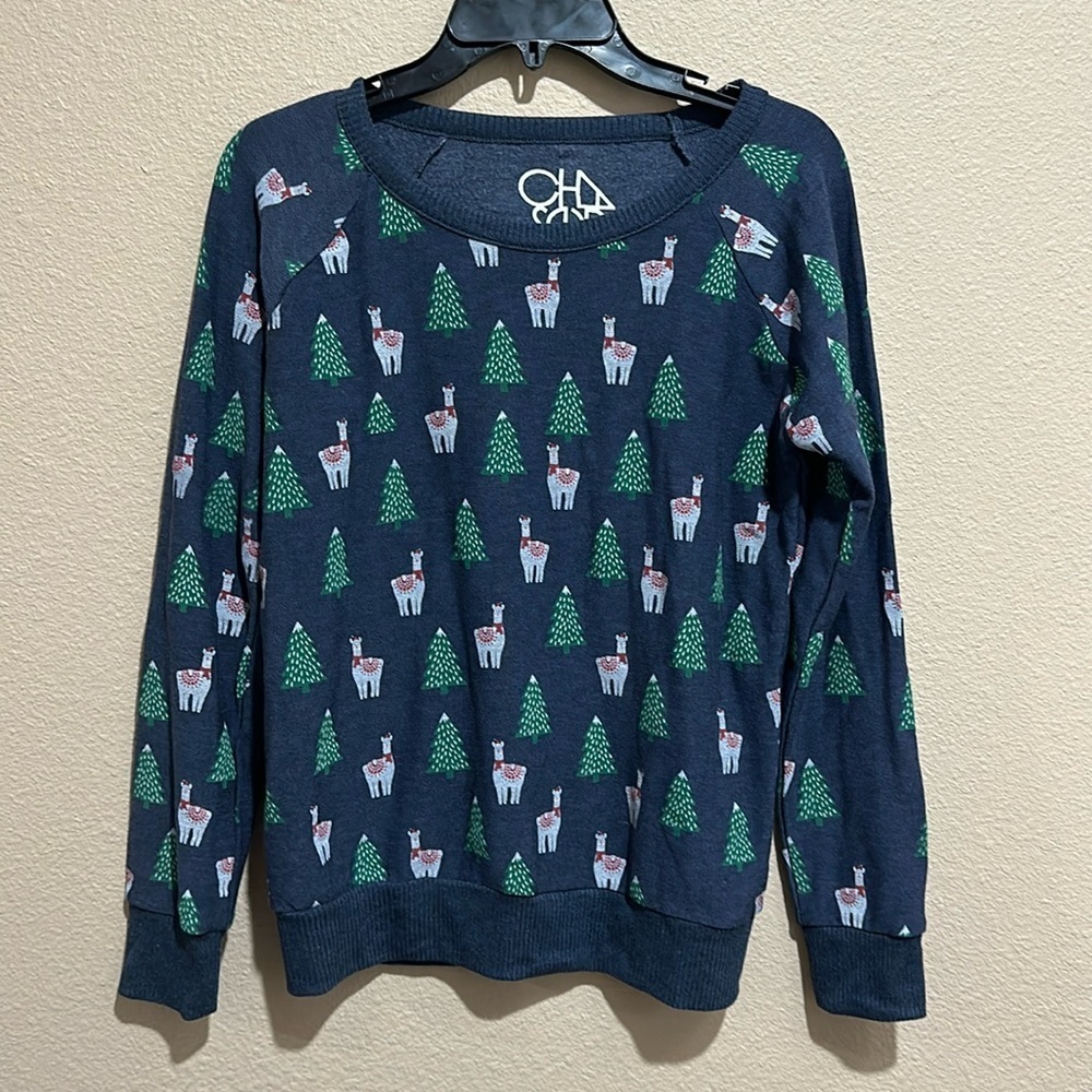 CHASER Llama Christmas Sweatshirt, SizeS, NWOT
